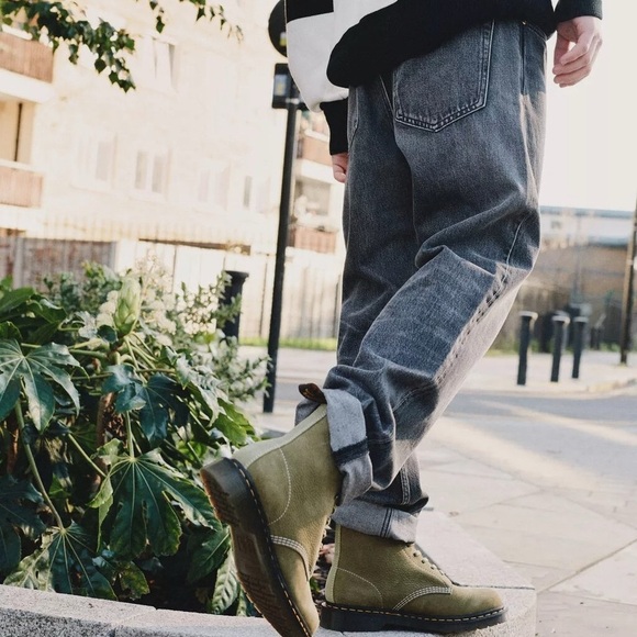 Men\'s Dr. Martens 1460 Tum Nubuck Leather Lace Up Boots, Sizes Mu Olive Size 14